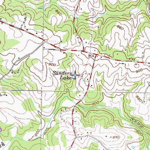 Topographic Map of Sanders Lake, SC