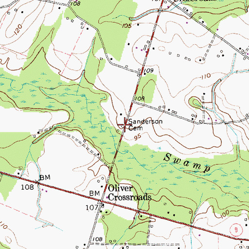 Topographic Map of Sanderson Cemetery, SC