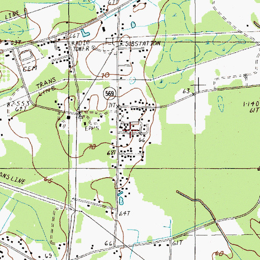 Topographic Map of Sandridge Church, SC