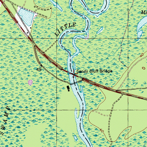 Topographic Map of Sandy Bluff Bridge, SC
