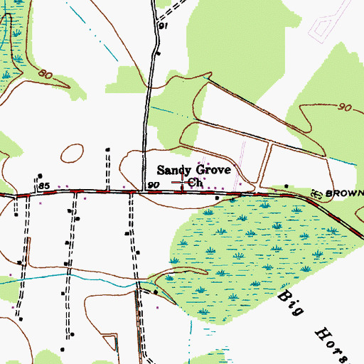 Topographic Map of Sandy Grove Church, SC