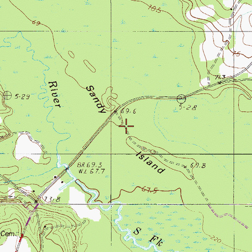 Topographic Map of Sandy Island, SC