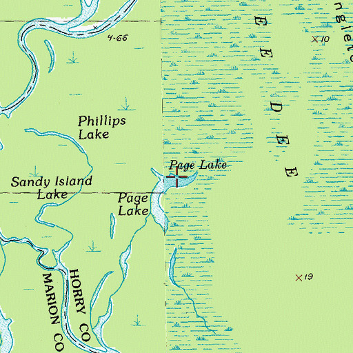 Topographic Map of Sandy Island Lake, SC