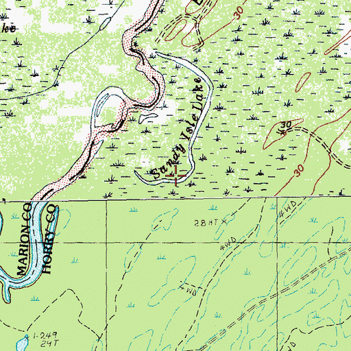 Topographic Map of Sandy Isle Lake, SC