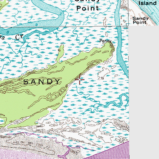 Topographic Map of Sandy Point, SC