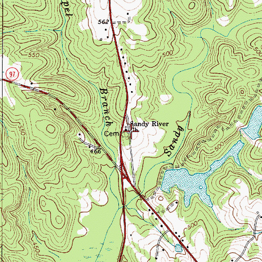 Topographic Map of Sandy River Church, SC