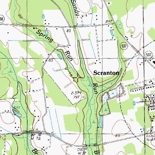 Topographic Map of Sandy Run, SC