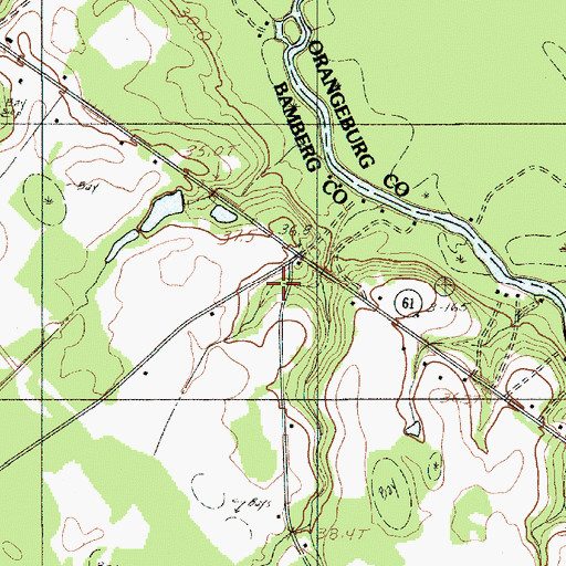 Topographic Map of Sandy Run School, SC