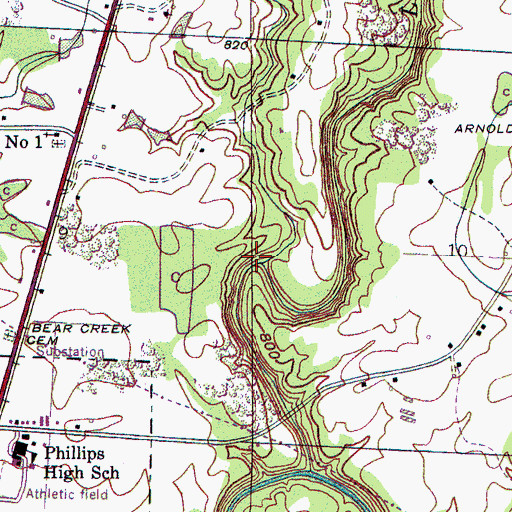 Topographic Map of Melton Branch, AL