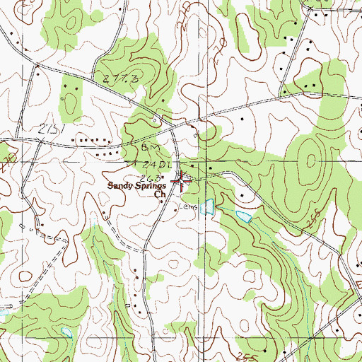 Topographic Map of Sandy Springs Church, SC