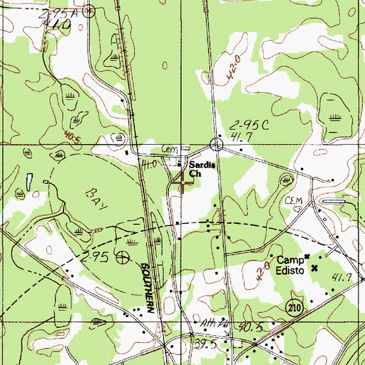 Topographic Map of Sardis School, SC