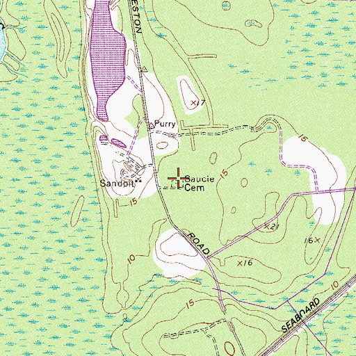 Topographic Map of Saucie Cemetery, SC