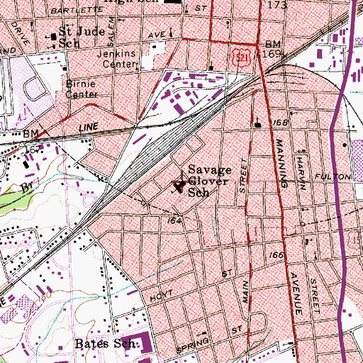 Topographic Map of Savage Glover School, SC