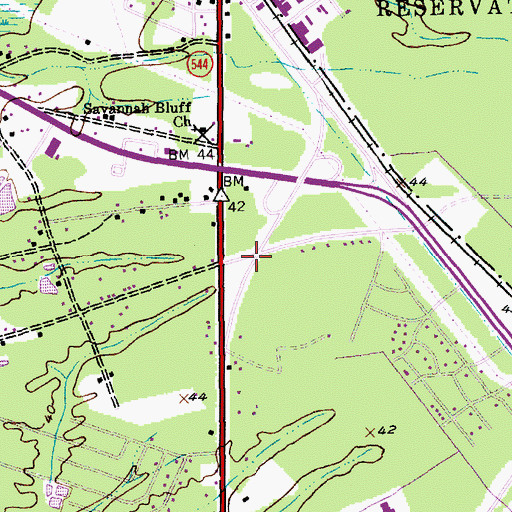 Topographic Map of Savannah Bluff School, SC