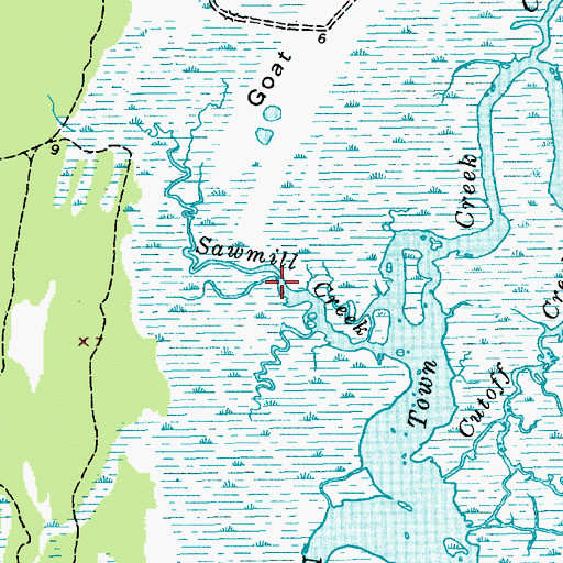 Topographic Map of Sawmill Creek, SC