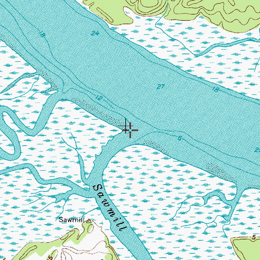 Topographic Map of Sawmill Creek, SC