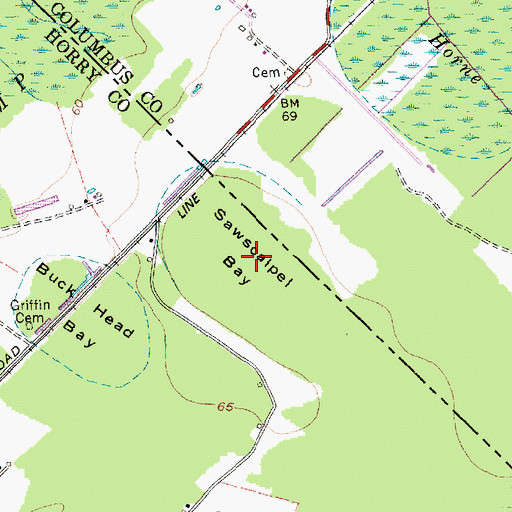 Topographic Map of Sawscalpel Bay, SC