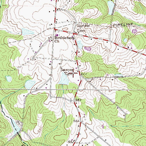 Topographic Map of Sawyer Cemetery, SC