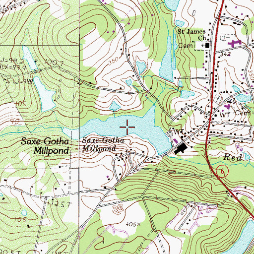 Topographic Map of Saxe-Gotha Millpond, SC