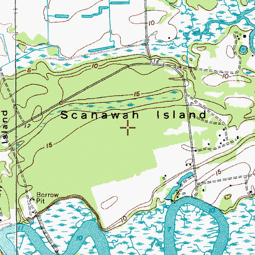 Topographic Map of Scanawah Island, SC