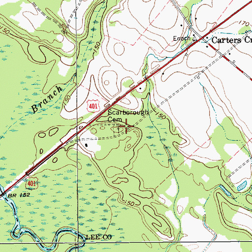 Topographic Map of Scarborough Cemetery, SC
