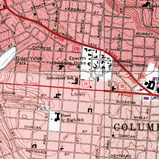 Topographic Map of Schneider School, SC