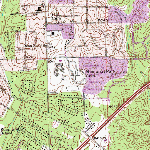 Topographic Map of Memorial Park Cemetery, AL
