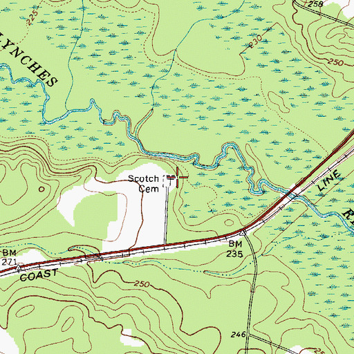 Topographic Map of Scotch Cemetery, SC