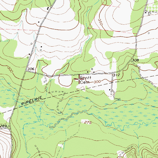 Topographic Map of Scott Cemetery, SC