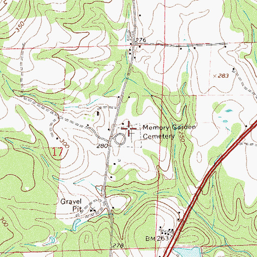 Topographic Map of Memory Garden Cemetery, AL