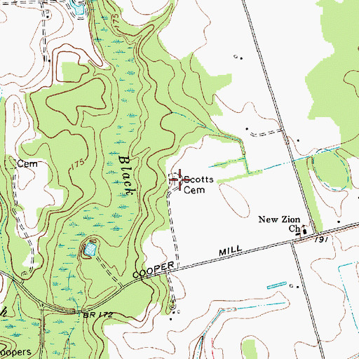 Topographic Map of Scotts Cemetery, SC