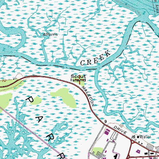 Topographic Map of Scout Island, SC