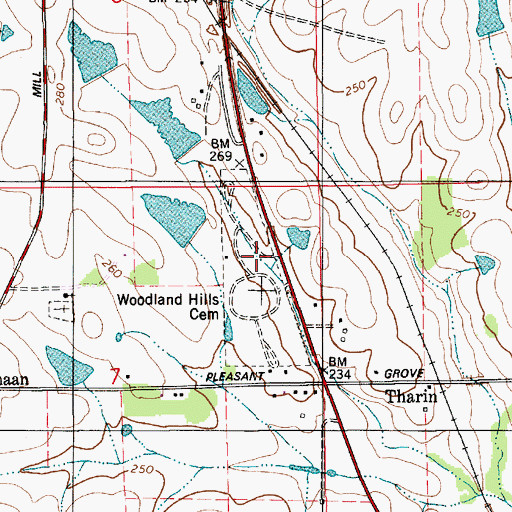 Topographic Map of Woodland Hills Cemetery, AL
