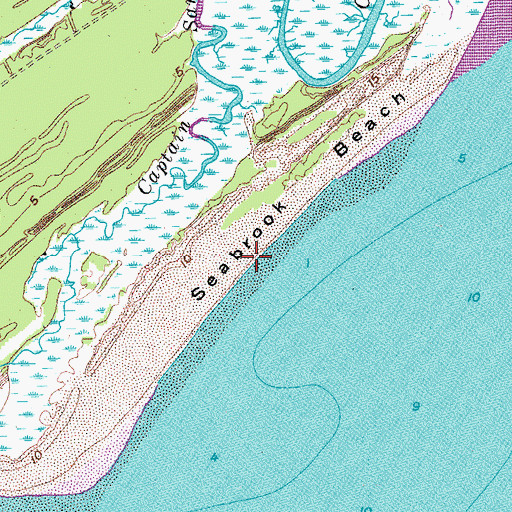 Topographic Map of Seabrook Beach, SC