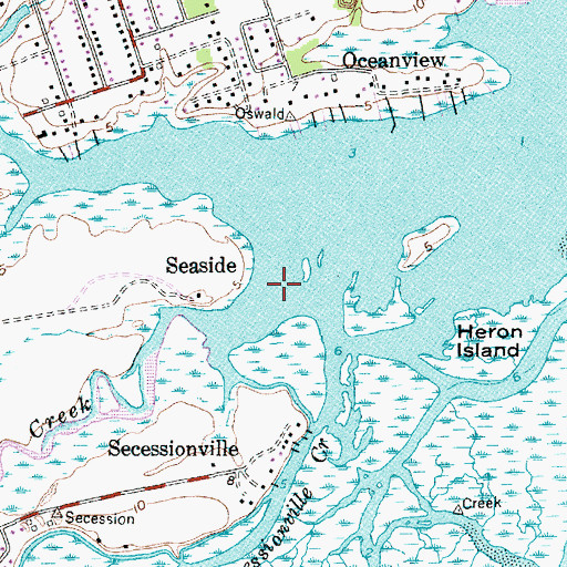 Topographic Map of Seaside Creek, SC