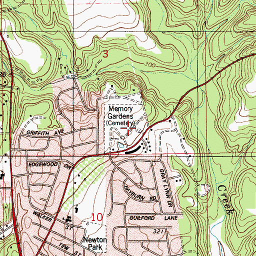 Topographic Map of Memory Gardens Cemetery, AL