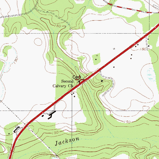 Topographic Map of Second Calvary Church, SC