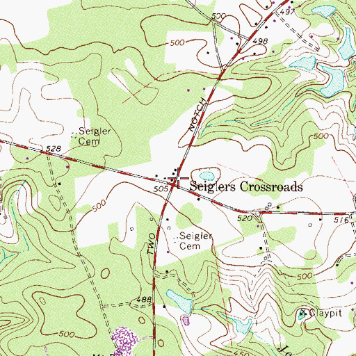 Topographic Map of Seiglers Crossroads, SC