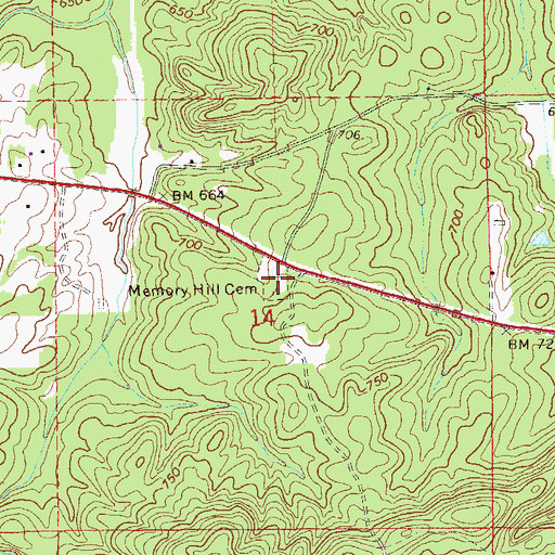 Topographic Map of Memory Hill Cemetery, AL
