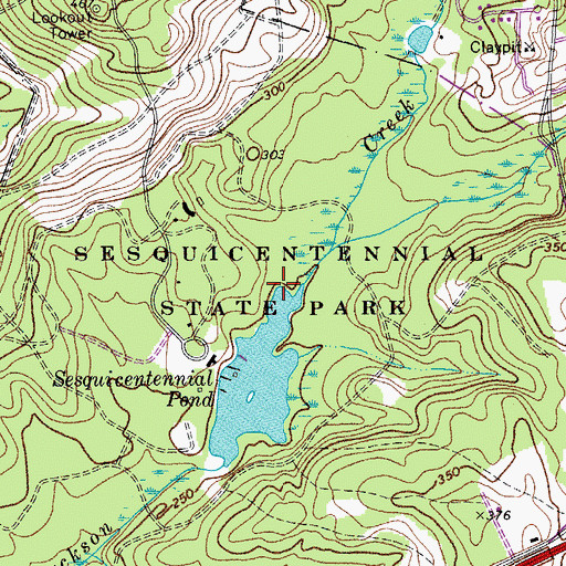 Topographic Map of Sesquicentennial State Park, SC