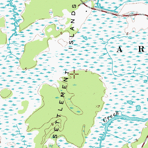 Topographic Map of Settlement Islands, SC