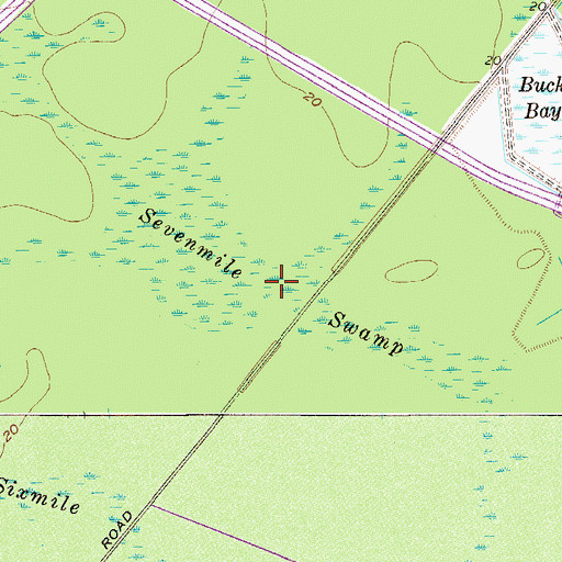 Topographic Map of Sevenmile Swamp, SC