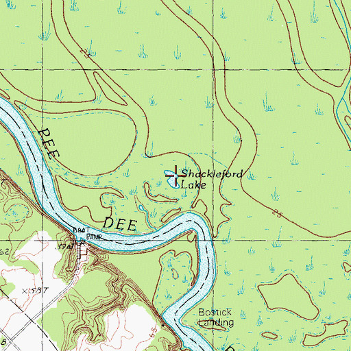 Topographic Map of Shackleford Lake, SC