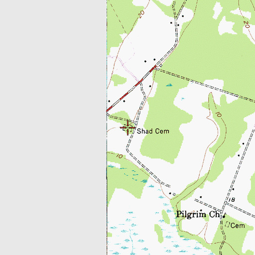 Topographic Map of Shad Cemetery, SC