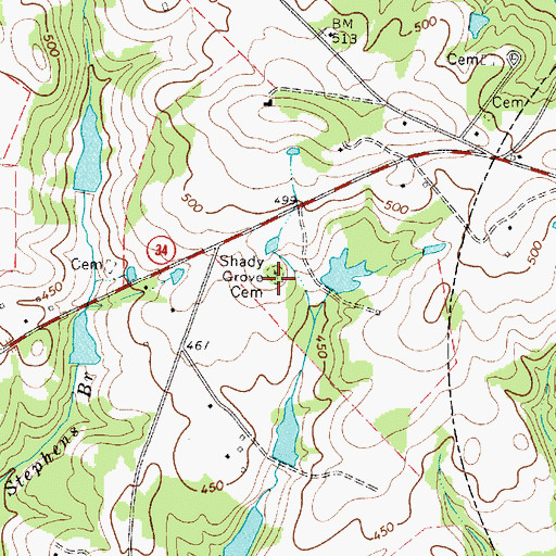 Topographic Map of Shady Grove Cemetery, SC