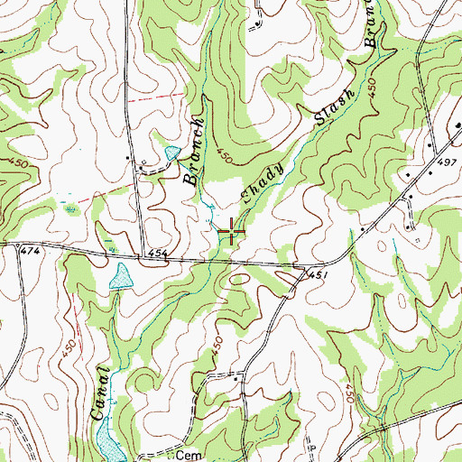 Topographic Map of Shady Slash Branch, SC