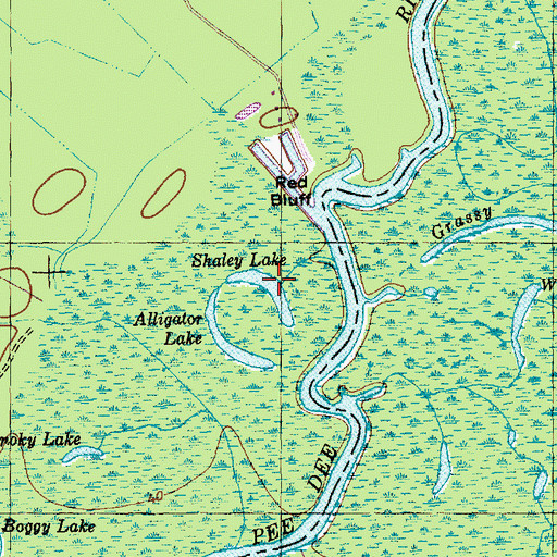Topographic Map of Shaley Lake, SC