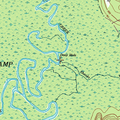 Topographic Map of Shanks Creek, SC