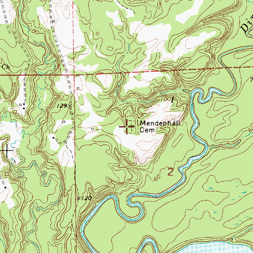 Topographic Map of Mendenhall Cemetery, AL