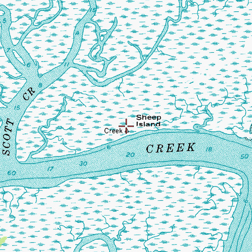 Topographic Map of Sheep Island, SC